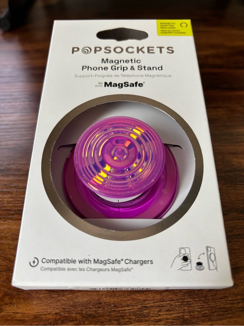 PopSockets MagSafe Magnetic Phone Grip Stand Ripple Iridescent Aviation Magenta